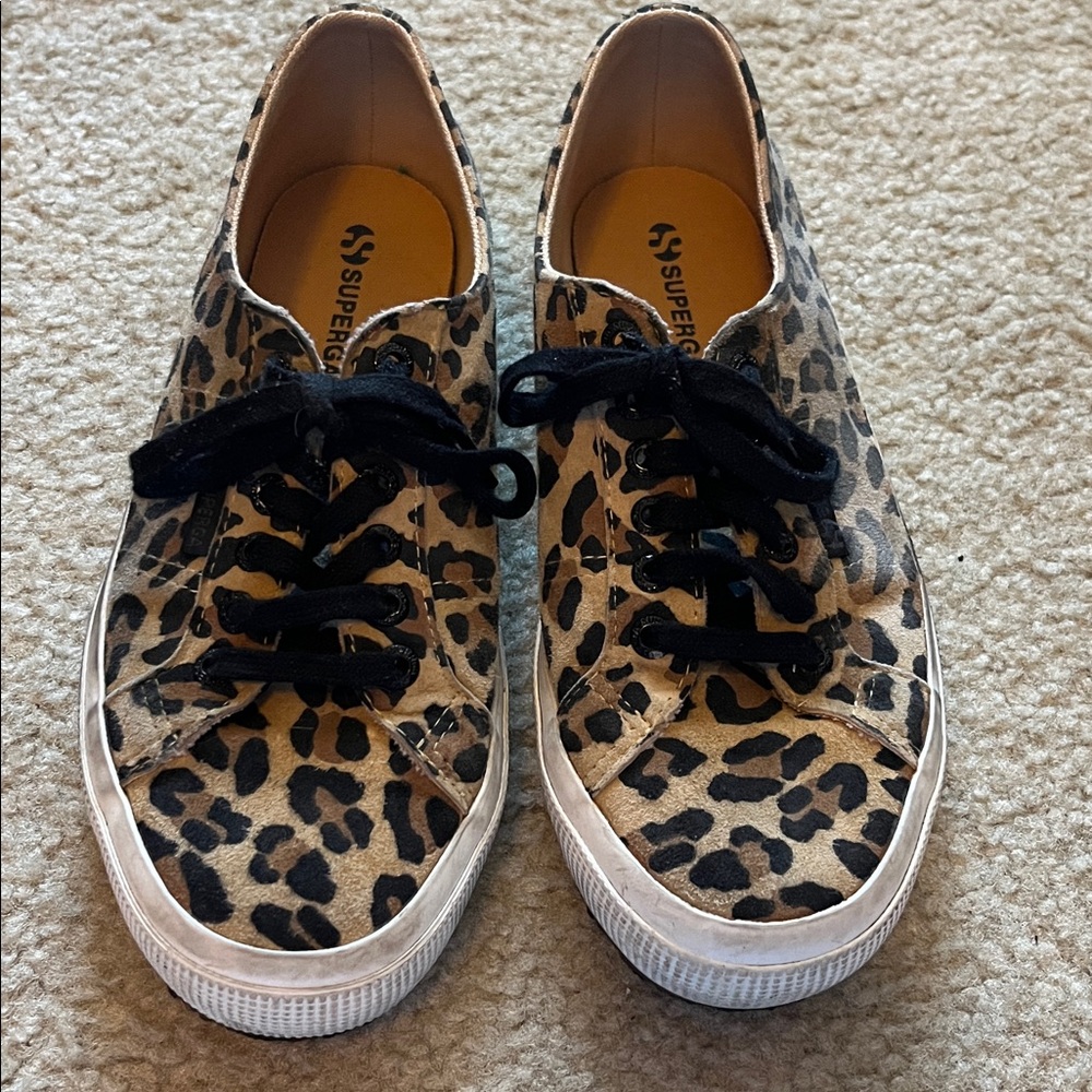 Superga Sneakers Brown Leopard Print Suede